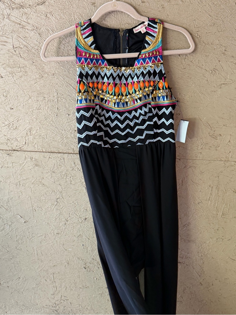 Black dress with Colorful Embroidered Bodice
